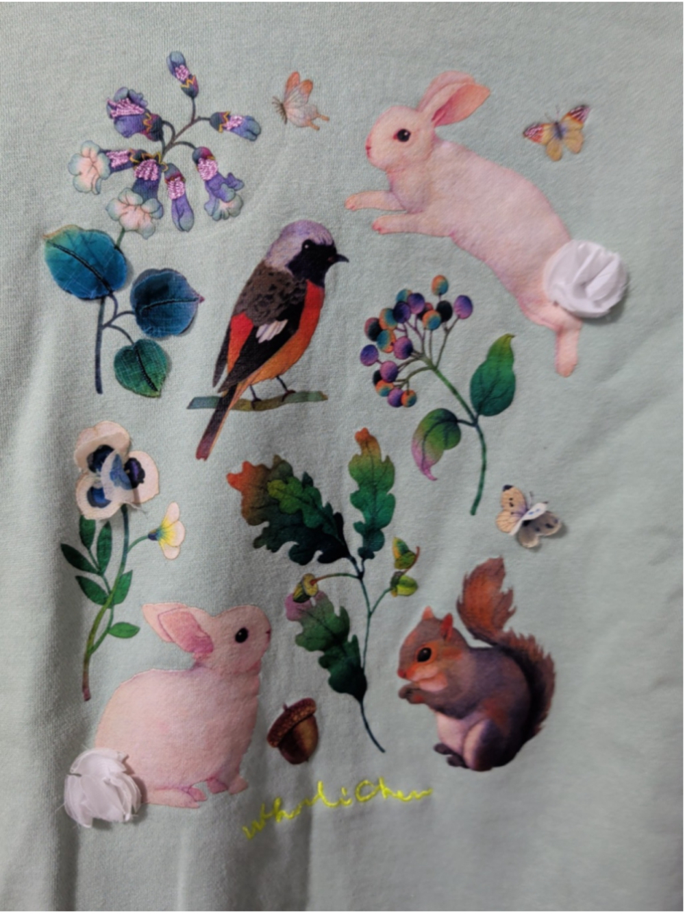H&M Green Nature Animal Hoodie Sweatshirt Hooded Dress Woodli Chem 3D 8-10 Girls - Picture 2 of 6